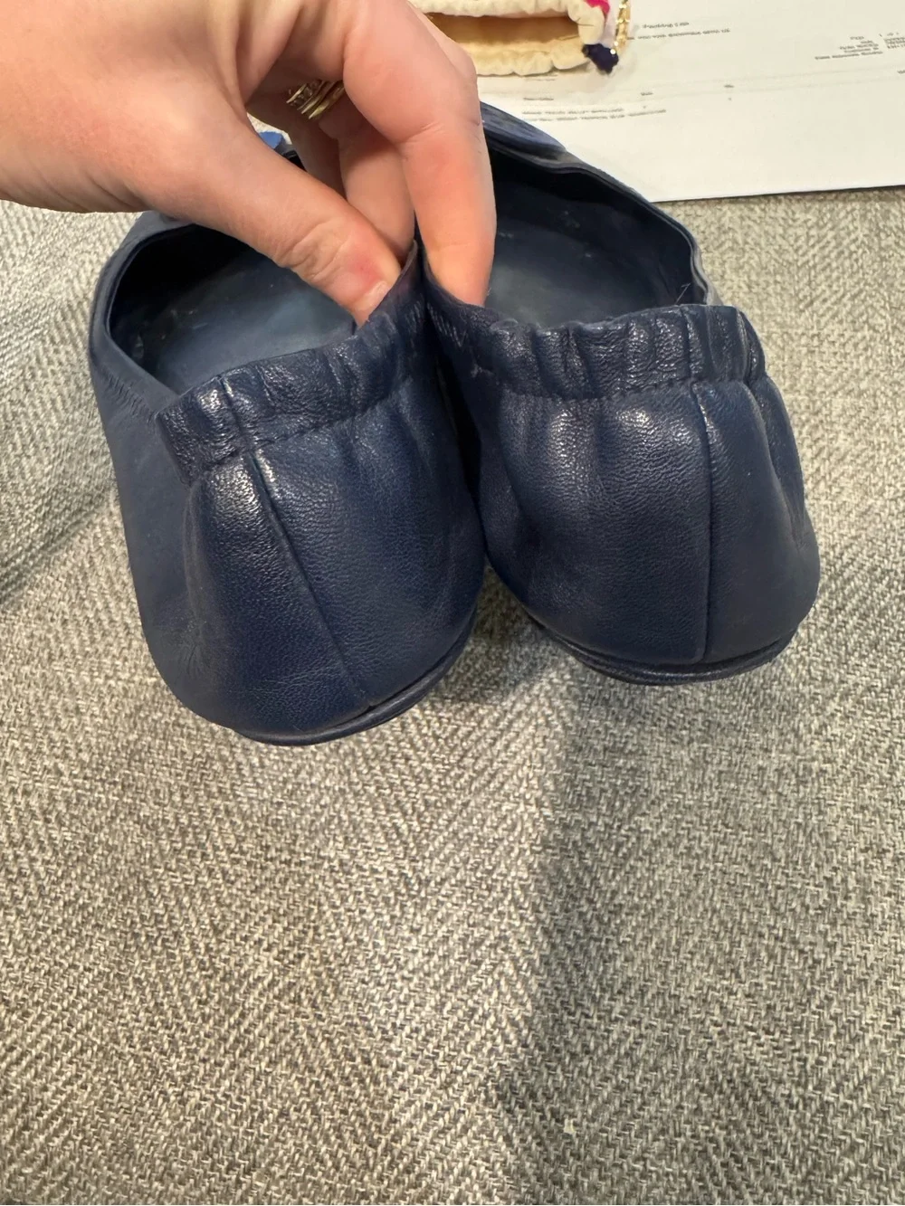 Tory Burch Minnie Travel Ballet Flats with Logo Navy